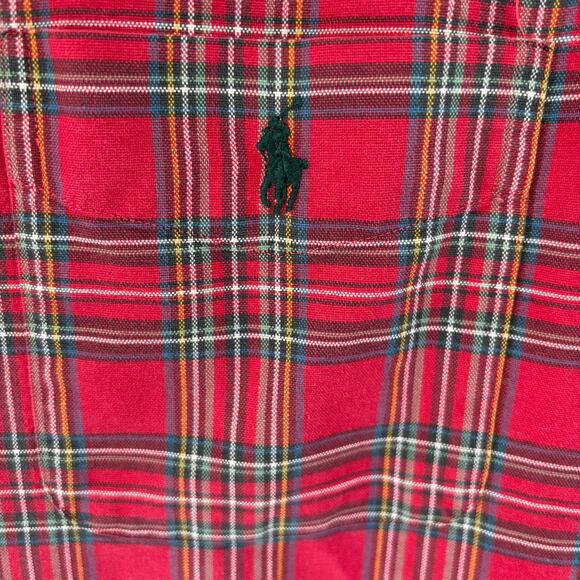 Ralph Lauren Men's Cotton Red Plaid Button Down Holiday Christmas Shirt Size L - Picture 6 of 8